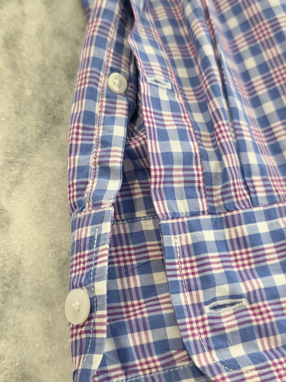 (L) Men's J. Crew Casual Dress Shirt Plaid Red & Blue Ultra Light Cotton Slim